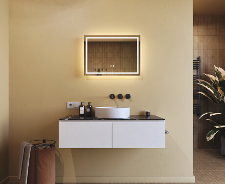 Kylpyhuoneen Peili Led-valoilla 70x50cm kanssa Dual color, Kosketuskytkin, Lämmitysmatto - L49 #9