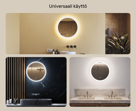 Pyöreä LED-valaistu kylpyhuoneen peili 60 cm kanssa Dual color, Kosketuskytkin #2