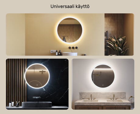 Pyöreä kylpyhuoneen peili LED-valaistuksella 80 cm kanssa Dual color, Kosketuskytkin #2