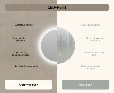 Pyöreä kylpyhuoneen peili LED-valaistuksella 80 cm kanssa Dual color, Kosketuskytkin #6