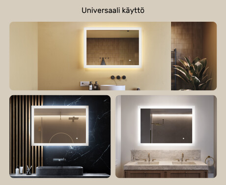 Suorakulmainen LED-valaistu kylpyhuoneen peili 100x70 cm kanssa Dual color, Kosketuskytkin #2