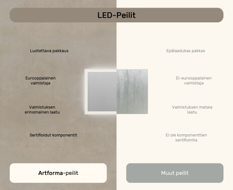 Suorakulmainen LED-valaistu kylpyhuoneen peili 100x70 cm kanssa Dual color, Kosketuskytkin #6
