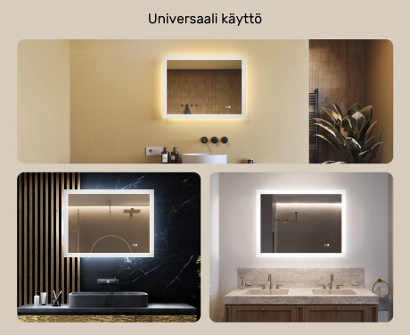 Suorakulmainen LED-kylpyhuoneen peili 80x60 cm kanssa Dual color, Kosketuskytkin, Lämmitysmatto #2
