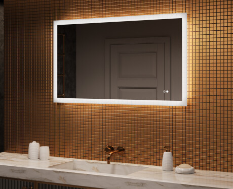 Suorakulmainen LED-valaistu kylpyhuoneen peili 120x70 cm kanssa Dual color, Kosketuskytkin, Lämmitysmatto