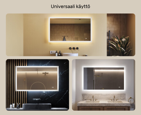 Suorakulmainen LED-valaistu kylpyhuoneen peili 120x70 cm kanssa Dual color, Kosketuskytkin, Lämmitysmatto #2
