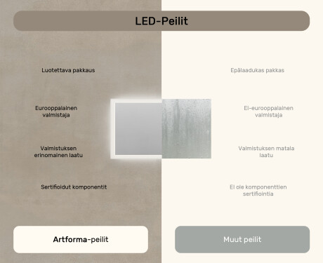 Suorakulmainen LED-valaistu kylpyhuoneen peili 120x70 cm kanssa Dual color, Kosketuskytkin, Lämmitysmatto #7