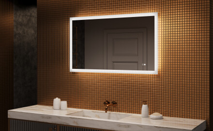 Suorakulmainen LED-valaistu kylpyhuoneen peili 120x70 cm kanssa Dual color, Kosketuskytkin, Lämmitysmatto