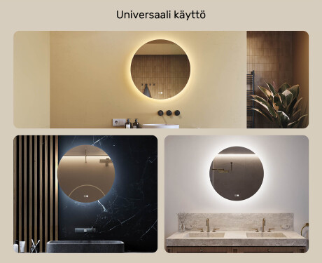 Pyöreä peili valaistuksella 60 cm, kaksivärinen, kosketuskytkin, lämmitysmatto #2