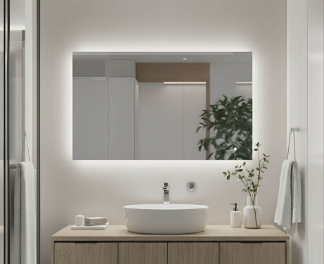 Suorakulmainen LED-kylpyhuonepeili 80x60/60x80 cm, kaksivärinen, kosketuskytkin, lämmitysmatto