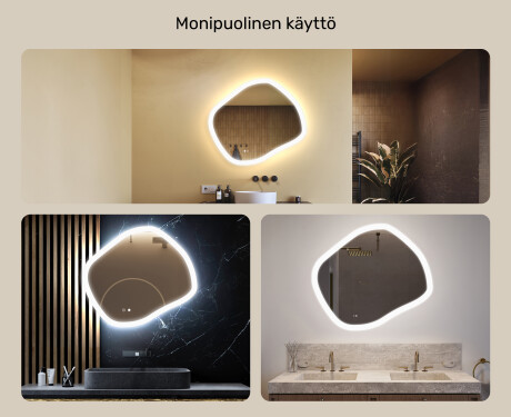 Kylpyhuoneen peili valaistuksella, 84×74 cm, kaksivärinen, kosketuskytkin, lämmitysmatto #2