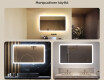 Pyöristetty kylpyhuonepeili LED‑valaistuksella, 120×70 cm, kaksivärinen, kosketuskytkin, lämmitysmatto #2