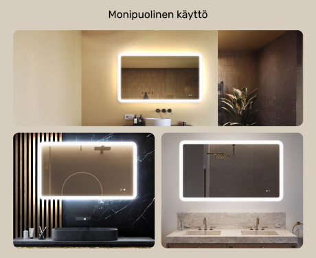 Pyöristetty kylpyhuonepeili LED‑valaistuksella, 120×70 cm, kaksivärinen, kosketuskytkin, lämmitysmatto #2