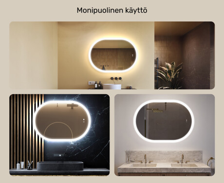 Valoilla varustettu kylpyhuoneen peili, 100×70 cm, kaksivärinen, kosketuskytkin, lämmitysmatto #2