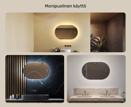 Valoilla varustettu kylpyhuoneen peili, 80×50 cm, kaksivärinen, kosketuskytkin, lämmitysmatto #2