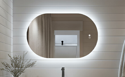 Soikea LED-peili 80x50/50x80 cm, kaksivärinen, kosketuskytkin, lämmitysmatto