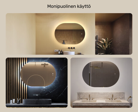Valoilla varustettu kylpyhuoneen peili, 100×70 cm, kaksivärinen, kosketuskytkin, lämmitysmatto #2
