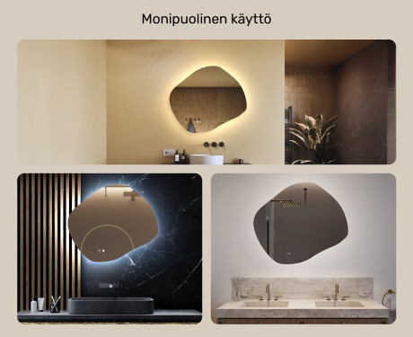 Kylpyhuoneen peili valaistuksella, 74×64 cm, kaksivärinen, kosketuskytkin, lämmitysmatto #2