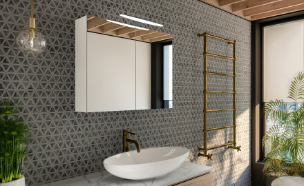 Kylpyhuonekaappi LED-Valoilla Alphine White Mateo 70 x 60 cm