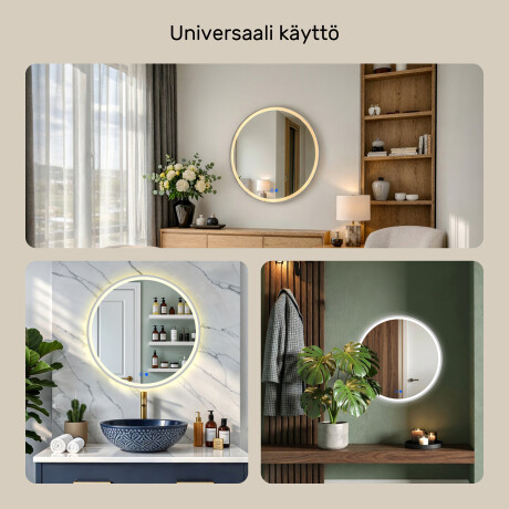 Pyöreä LED-taustavalaistu peili - 60/80 cm hopeanvärisessä alumiinikehyksessä #4