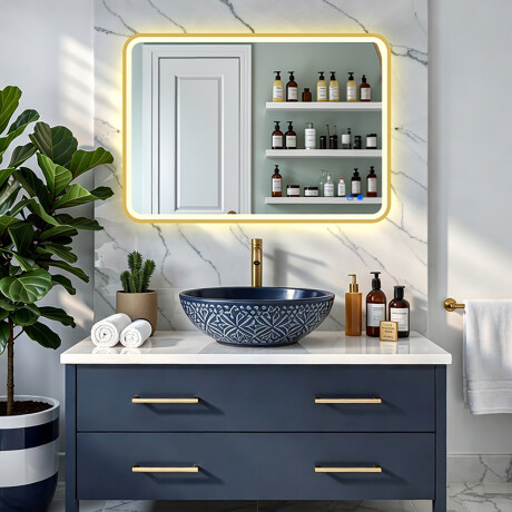 Pyöristetty LED-peili kullanvärisessä alumiinikehyksessä #8