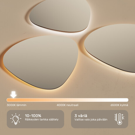 Epäsäännöllinen peili LED-valaistuksella mustassa alumiinikehyksessä #5