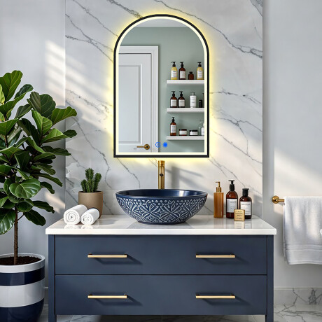 Epäsäännöllinen peili LED-valaistuksella mustassa alumiinikehyksessä #8