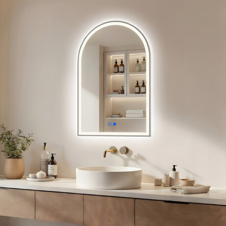 Epäsäännöllinen LED-taustavalaistu peili – 60x90/70x100 cm hopeanvärisellä alumiinikehyksellä #1