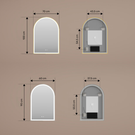 Epäsäännöllinen LED-taustavalaistu peili – 60x90/70x100 cm hopeanvärisellä alumiinikehyksellä #3