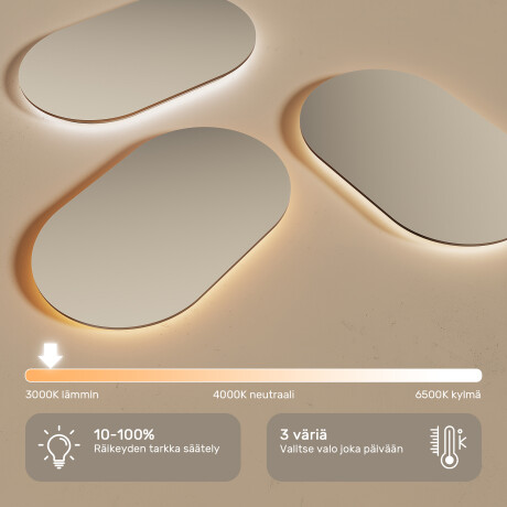 Soikea LED-peili kultaisella alumiinikehyksellä #5