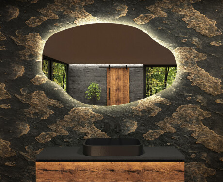 Epäsäännöllisen muotoinen LED-kylpyhuonepeili O221