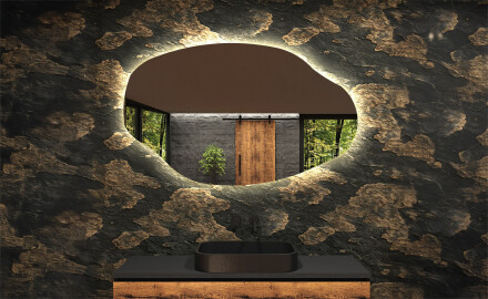 Epäsäännöllisen muotoinen LED-kylpyhuonepeili O221