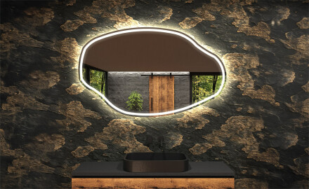 Epäsäännöllisen muotoinen LED-kylpyhuonepeili O223