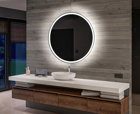 Kylpyhuoneen pyöreä paristokäyttöinen LED-peili L76 #1