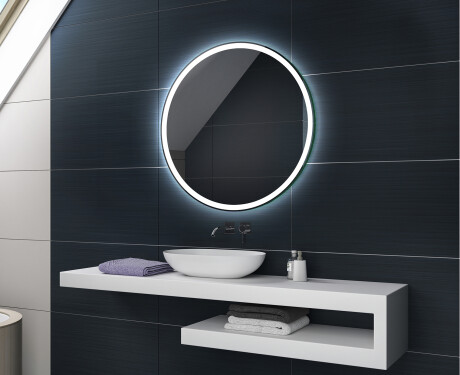 Kylpyhuoneen pyöreä paristokäyttöinen LED-peili L76 #2