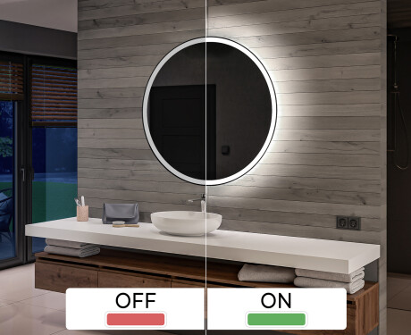 Kylpyhuoneen pyöreä paristokäyttöinen LED-peili L76 #3