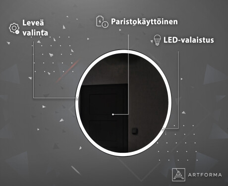 Kylpyhuoneen pyöreä paristokäyttöinen LED-peili L76 #4