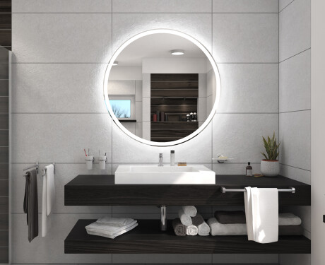 Kylpyhuoneen pyöreä paristokäyttöinen LED-peili L76 #5