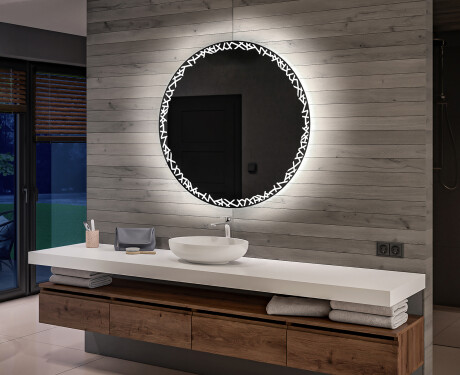Kylpyhuoneen pyöreä paristokäyttöinen LED-peili L115 #1