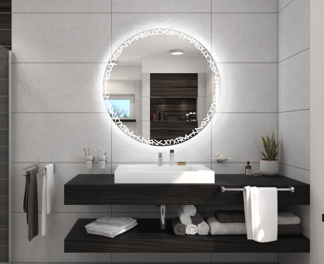 Kylpyhuoneen pyöreä paristokäyttöinen LED-peili L115 #5