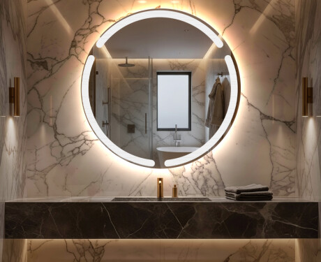 Kylpyhuoneen paristokäyttöinen pyöreä valopeili L119