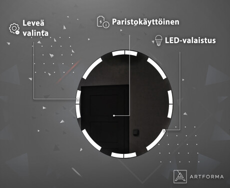 Kylpyhuoneen pyöreä paristokäyttöinen LED-peili L120 #4