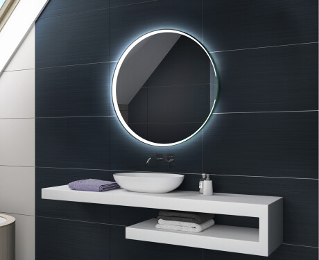 Kylpyhuoneen pyöreä paristokäyttöinen LED-peili L123 #2