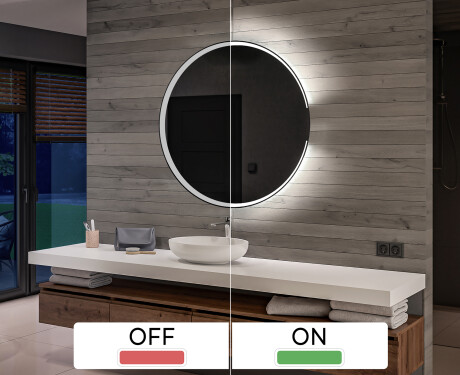 Kylpyhuoneen pyöreä paristokäyttöinen LED-peili L123 #3