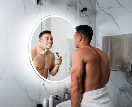 Kylpyhuoneen pyöreä paristokäyttöinen LED-peili L123 #6