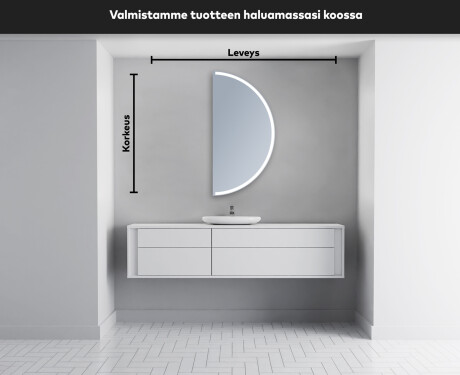 Elegantti LED Puolipyöreä Peili - Kylpyhuoneeseen A222 #4