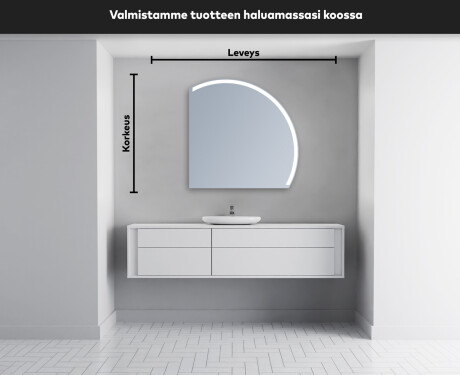 Elegantti LED Puolipyöreä Peili - Kylpyhuoneeseen Q222 #4