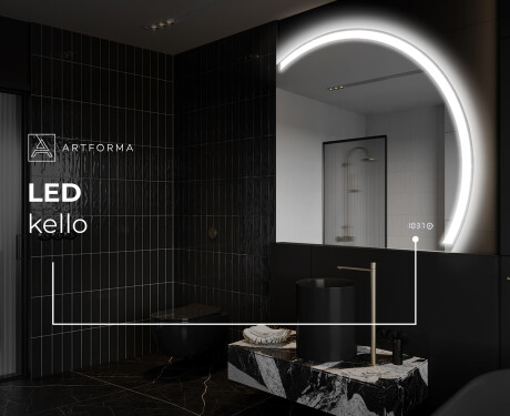Elegantti LED Puolipyöreä Peili - Kylpyhuoneeseen Q222 #8