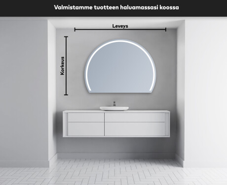 Elegantti LED Puolipyöreä Peili - Kylpyhuoneeseen W223 #5