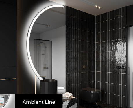 Elegantti LED Puolipyöreä Peili - Kylpyhuoneeseen D222