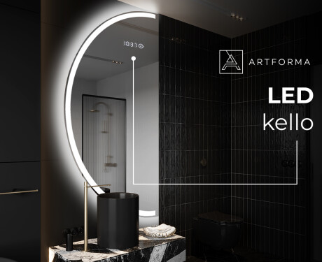 Elegantti LED Puolipyöreä Peili - Kylpyhuoneeseen D222 #7